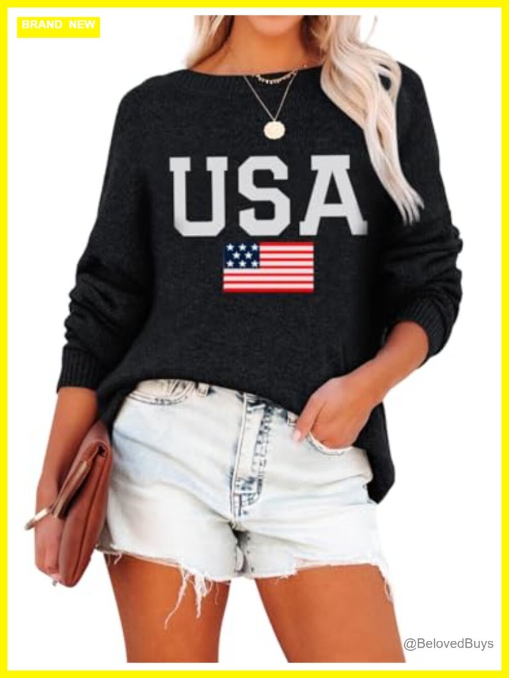 Long Sleeve Crew Neck Pullover Sweater Loose Fit Casual Fall Winter